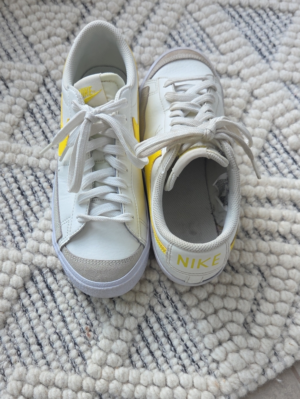 Nike Kids White Sneakers with Yellow Accents